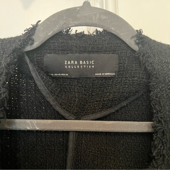Zara Black Tweed Waterfall Blazer Jacket - Picture 3 of 4